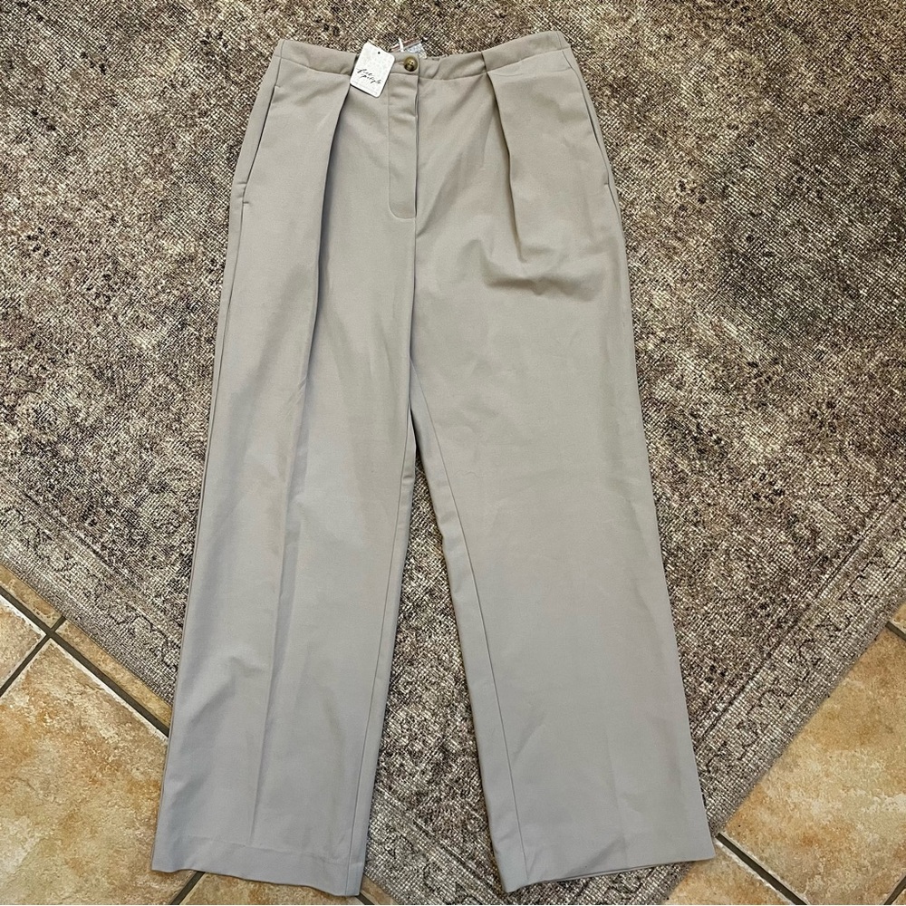 NWT Free People Beige High Rise Trouser Wide Leg Dress Pants M